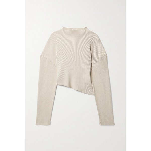 다나나 비대칭 골지 코튼 스웨터 화이트 1647597317180983