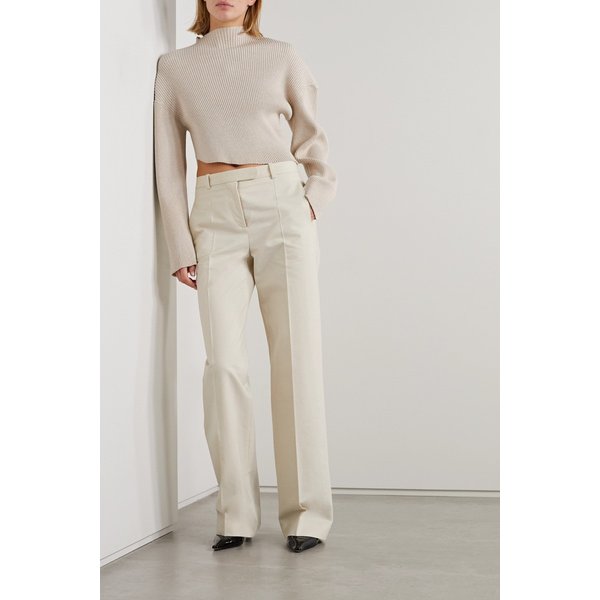 다나나 비대칭 골지 코튼 스웨터 화이트 1647597317180983