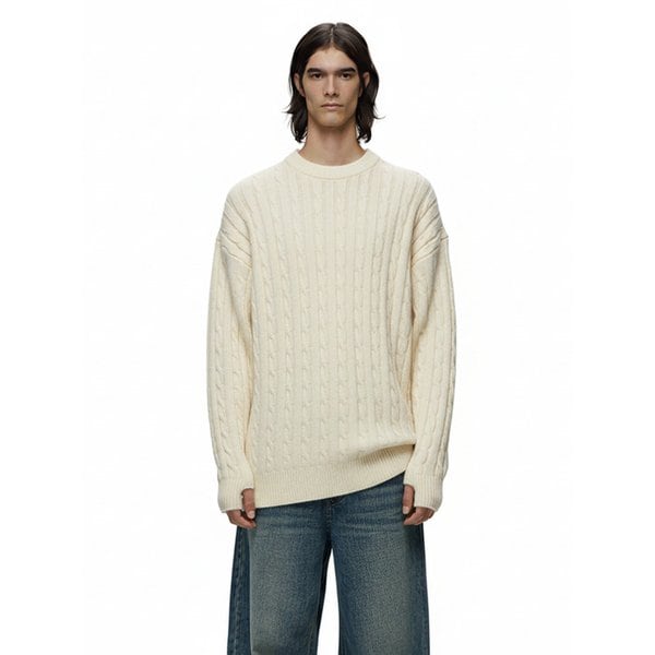 케이블 핑거홀워머 니트(블랙,네이비,아이보리)/M254TP04