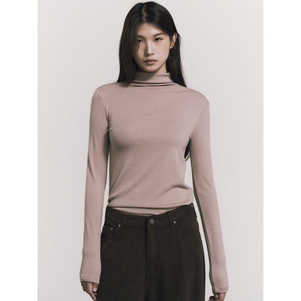 [ESSENTIAL] HIGH NECK SLIM TOP_SKY BLUE