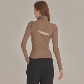 [TOPGIRL] RIBBED CUT-OUT BACK HIGH NECK TOP_T426TP113(BK)