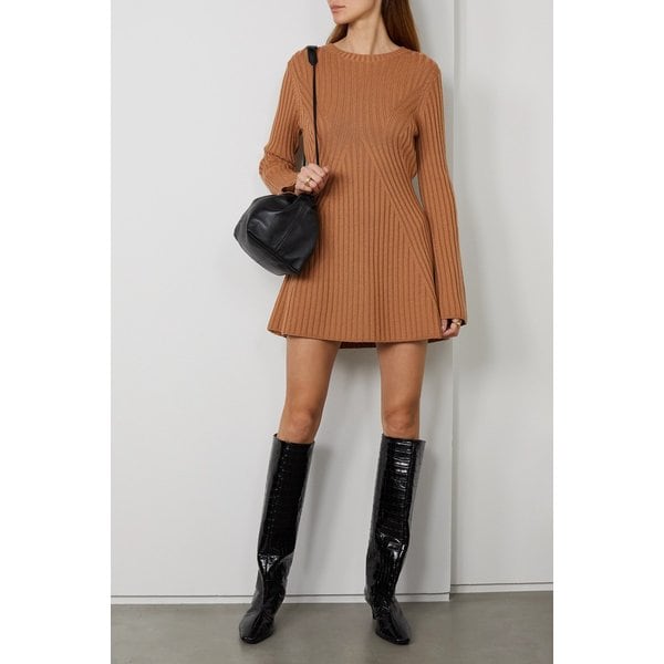 루루 드 시종 아사엘 리브 메리노 울 미니 원피스 45666037504532305