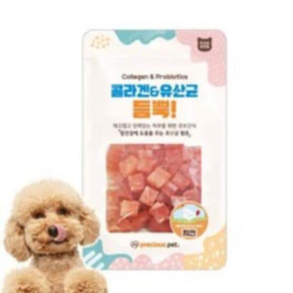 [사계절내] 강아지 간식 프레셔스 콜라겐+유산균 듬뿍 치킨 80g(1개입)(1)