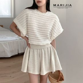 러플 플리츠 블라우스 셋업 MSTC11029 세트룩 여름 반팔티셔츠 데일리룩 휴양지.._P425699988