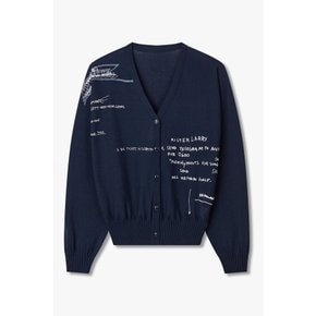[BASQUIAT] 바스키아 레터링 브이넥 니트 가디건 7126250181147