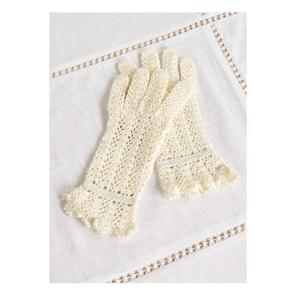 고하 월드 인조 진주 트리밍 크로셰 코튼 장갑 화이트 1647597345498006