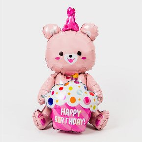 3D 곰돌이 컵케이크 호일 풍선 핑크 동물풍선 생일이벤트