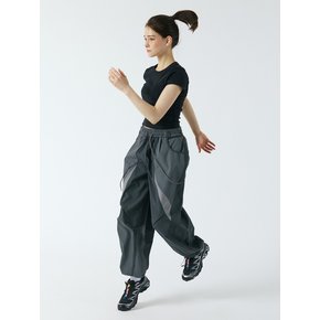 UNISEX S-TEX 패널 와이드 밴딩 팬츠_CHARCOAL GRAY