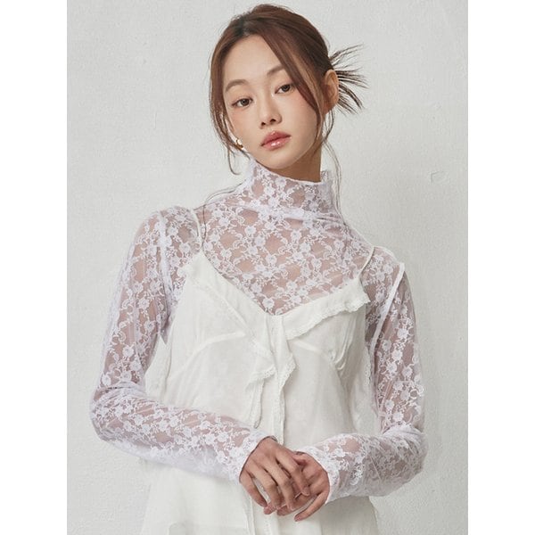 See-Thru Lace High Neck T-Shirts_2color