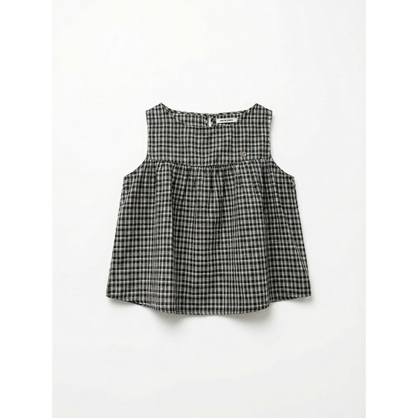미니 체크 플레어 슬리브리스 블라우스(MAGBBL01MBK)