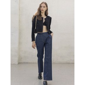 SEMI BOOT CUT RAW DENIM PANTS