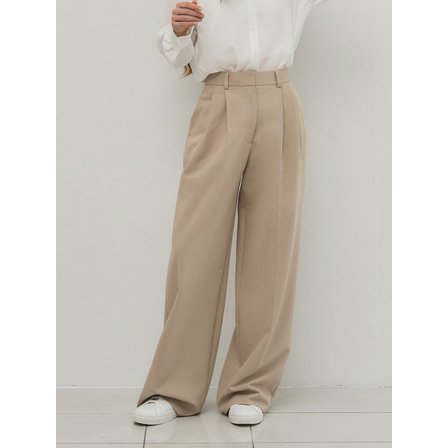 바시카 [리퍼브] 투턱 와이드 슬랙스_beige