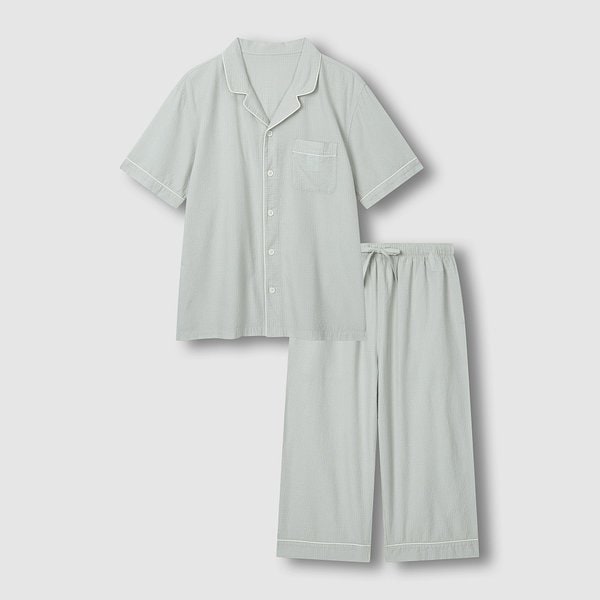 남 코튼 레이온 시어서커 7부 파자마 세트 J2162011430CR