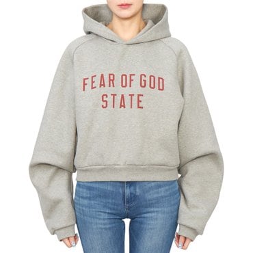 피어오브갓 에센셜 여성 크롭 기모 후드티 192BT247351FW DARK HEATHER