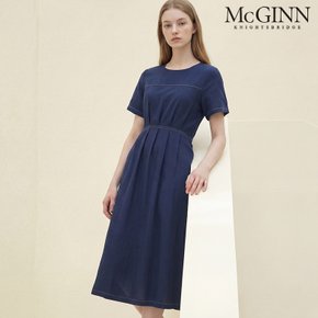 스티치 플리츠 린넨 원피스_MI6M1OP3481