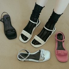 ljh062-7 petit ribbon shirring sandal  _ 4colors