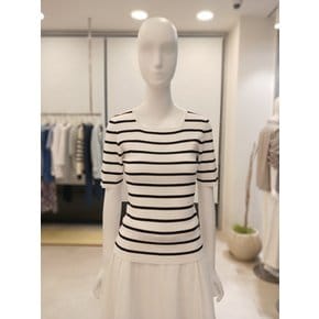 [여주점] [더 아이잗] 여성 스트라이프 스퀘어넥 풀오버 니트(IR4M1PO721)