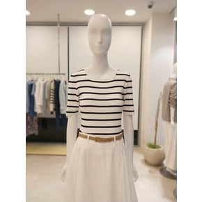 [여주점] [더 아이잗] 여성 스트라이프 스퀘어넥 풀오버 니트(IR4M1PO721)