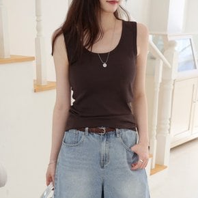 아로 여성 면스판 U넥나시 여름 이너 민소매 티 레이어드 무지 슬리브리스