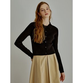 Pale button collar knit (black)