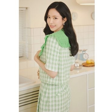 JJ지고트 깅엄 체크 플랩 크롭 재킷 GN5A0JKJ8