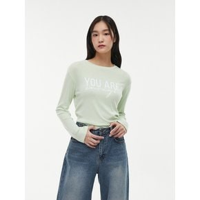 레터링 슬림 레이온 티셔츠 AQ1CT281