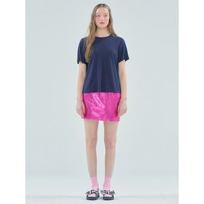 Foil mini skirt_Pink