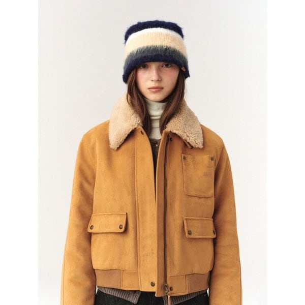 (W) 신세틱 스웨이드 블루종 점퍼_카멜