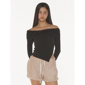 NANA RIBBON OFF-SHOULDER T - BLACK