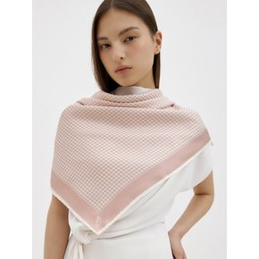 Houndstooth Square Silk Scarf 90 - Rose