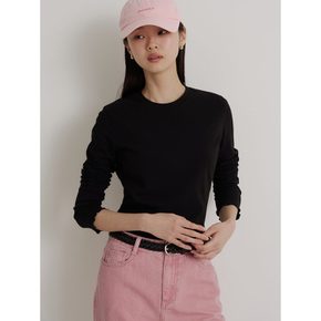 [26SS 시즌오프 30%]러플 디테일 라운드 티셔츠  블랙 (BF6241C905)