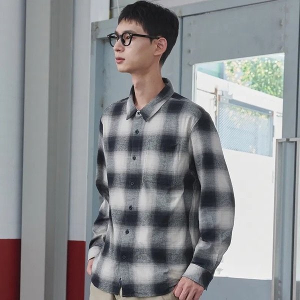 [부산점] 남성 면 체크 긴팔 셔츠 7L51501