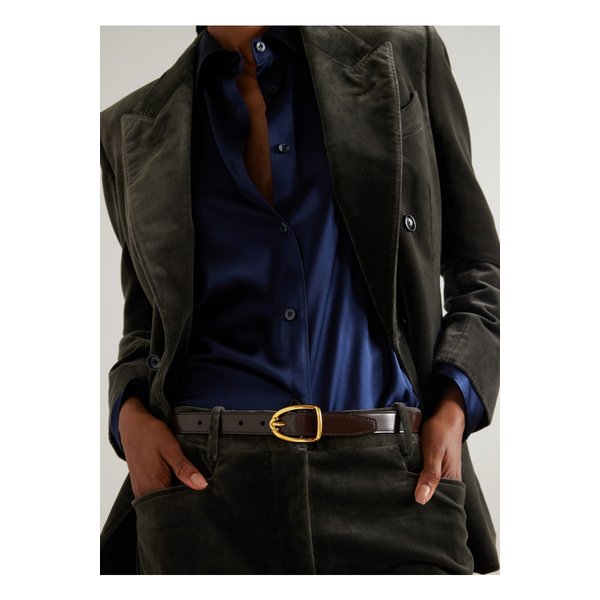 글로스 가죽 벨트 다크 브라운 46376663162843712