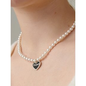 Love Letter Pearl Silver Necklace In492 [Silver]