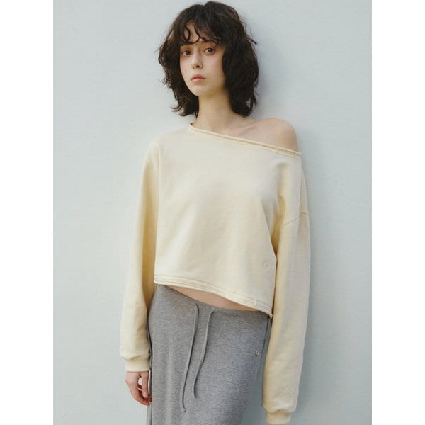 Raw Cut Cropped Sweatshirt_CTT3001(Butter)