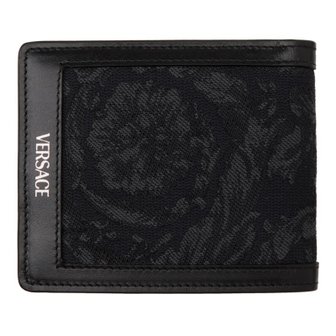 베르사체 블랙 바로코 자카드 반지갑 DPU2463_1A09321 2BM0E-Black+Black-R