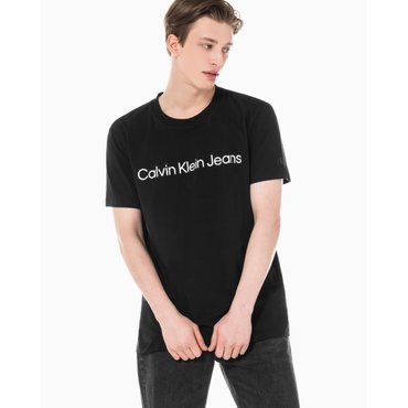 Calvin Klein Jeans 남성 레귤러핏 인스티튜셔널 로고 스트레치 반팔 티셔츠(J321612)