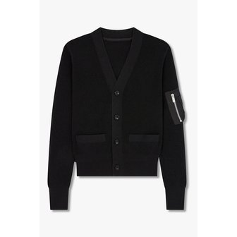 사카이 여성 나일론 패치 코튼 니트 가디건 (블랙) 6415331504000