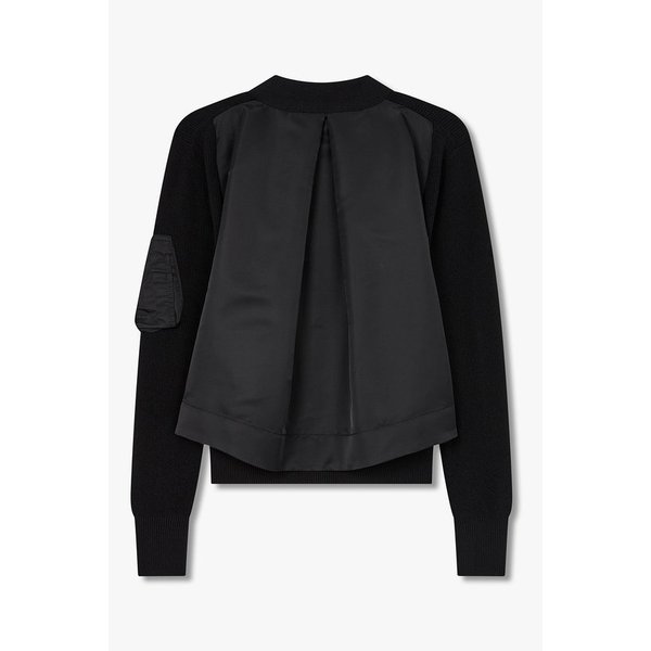 여성 나일론 패치 코튼 니트 가디건 (블랙) 6415331504000