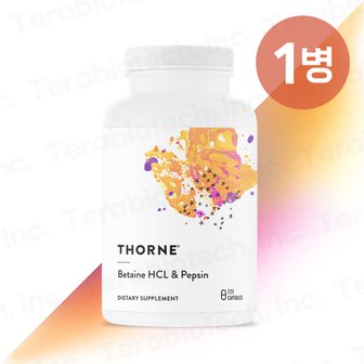  [무료배송] Thorne 쏜리서치 쏜땡땡 Betaine HCL&Pepsin 베타인 HCL&펩신 225캡슐 1병