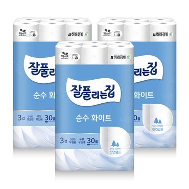 신세계 규격 미래생활 잘풀리는집 순수 화이트 3겹 화장지 30m30롤[3팩]