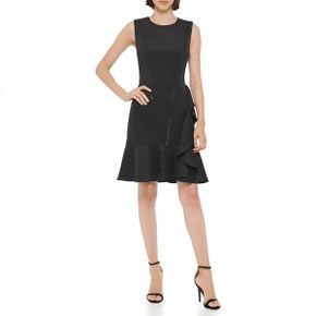 4825093 DKNY Sleeveless Ruffled Dress with Zipper Detail