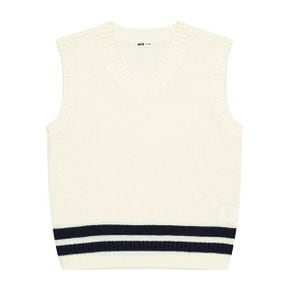 남아 라인 배색 브이넥 니트 베스트 23S5003 IV_P386102145