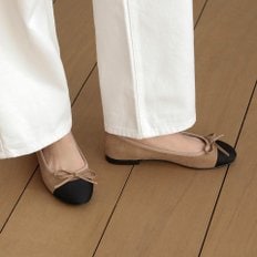 유리아 투톤 스웨이드 리본 플랫슈즈 (1cm)