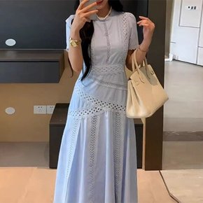 레이스자수 플레어핏 여름하객룩 아블린롱원피스