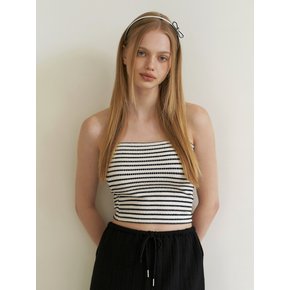 wavy stripe tube top - black