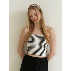 wavy stripe tube top - black