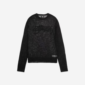 스투시 루즈 니트 로고 스웨터 블랙 Stussy Loose Knit Logo Sweater Black