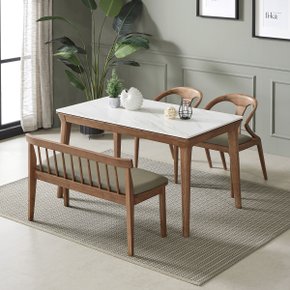 헤이즐 애쉬 원목 15T 세라믹 4인용 식탁 세트 포세린 통세라믹 벤치형(식탁1+벤치1+의자2)