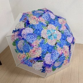수국 반투명 자동 곡자 우산 장우산 　